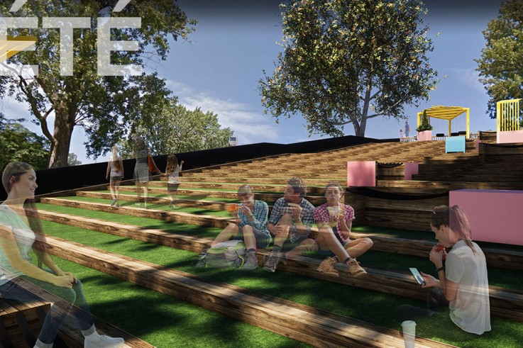 L’été, la butte du parc est un théâtre de verdure