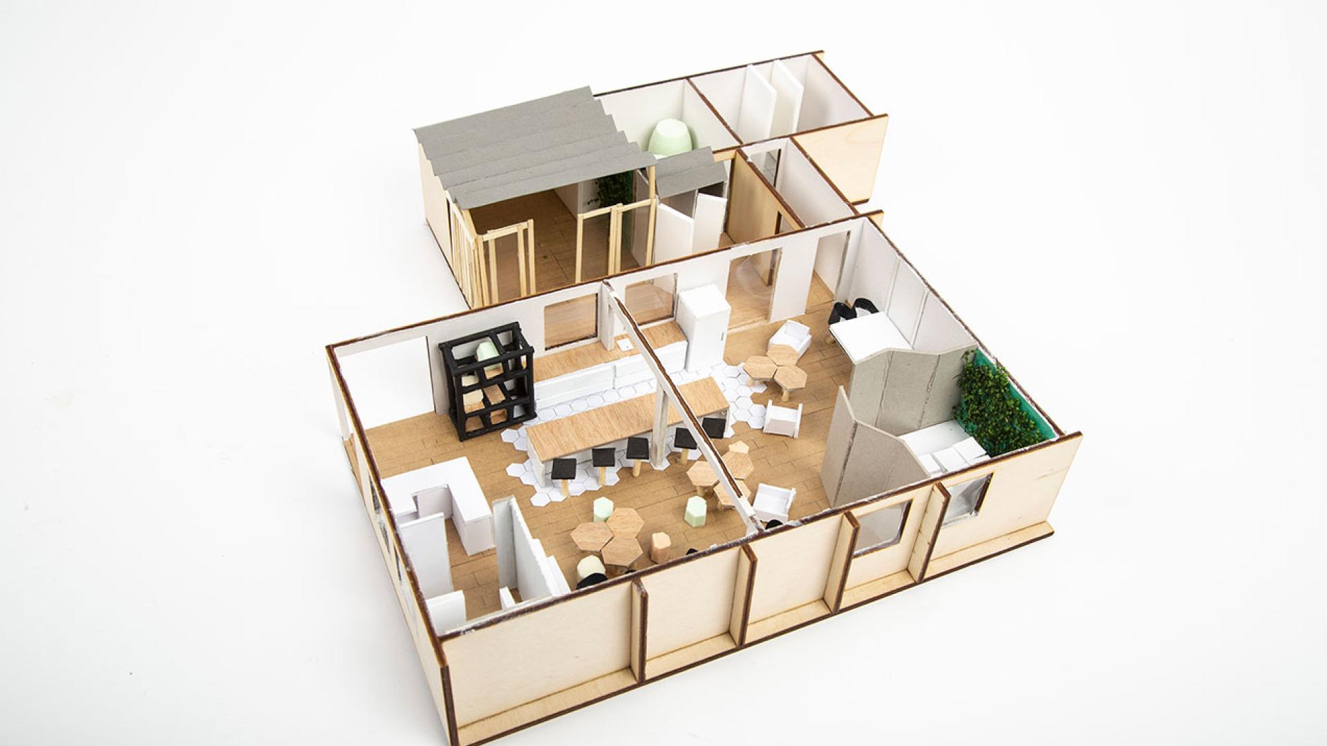 Maquette avec une vue de haut de la poste